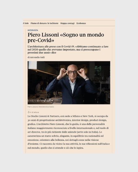 Il Sole 24 Ore - Italy- Interview with Piero Lissoni