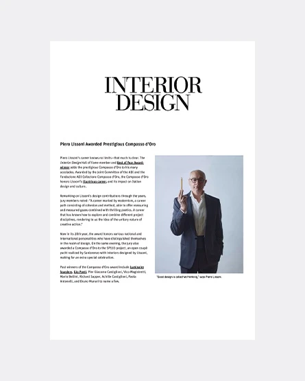 interiordesign.net- Piero Lissoni, Compasso d’Oro Career Award